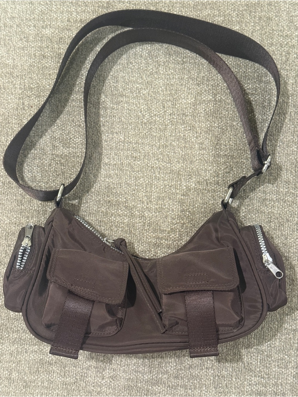 Forever 21 Brown Nylon Crossbody with Front Pockets